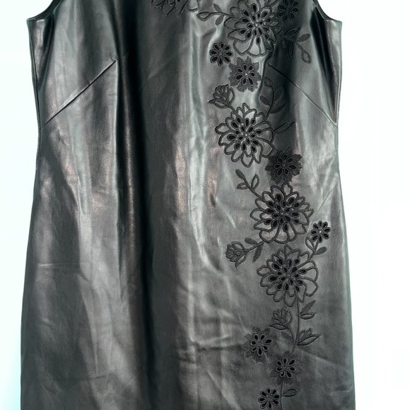 Calvin Klein Faux Leather Mini Sleeveless Dress Size 8 - Picture 3 of 9